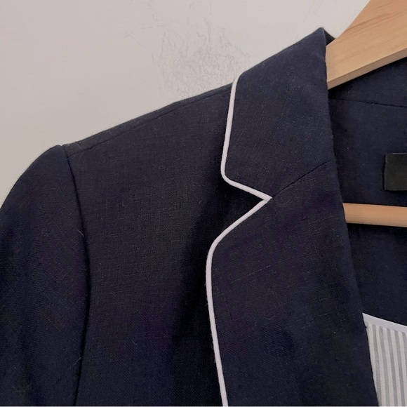 Talbots 100% Linen Navy Nautical Sailor Gold Button Blazer Jacket Preppy Trend - Picture 3 of 15